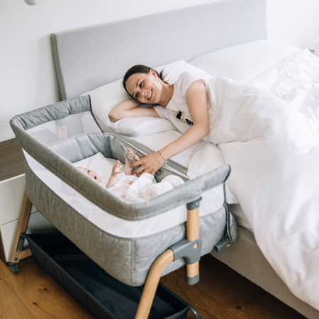 FreeON® Obposteljna posteljica Bliss s predalom grey