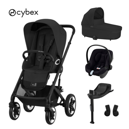 Slika Cybex® Otroški voziček 4v1 Talos S Lux + Avtosedež Aton B2 + IsoFix baza One Black