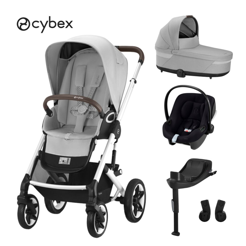 Cybex® Otroški voziček 4v1 Talos S Lux + Avtosedež Aton B2 + IsoFix baza One Grey
