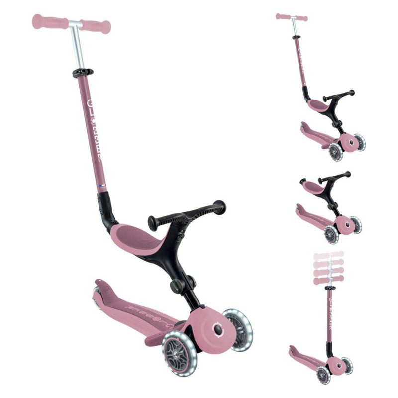 Globber® Zložljivi otroški skiro GO UP Active ECO s svetlečimi kolesi Berry