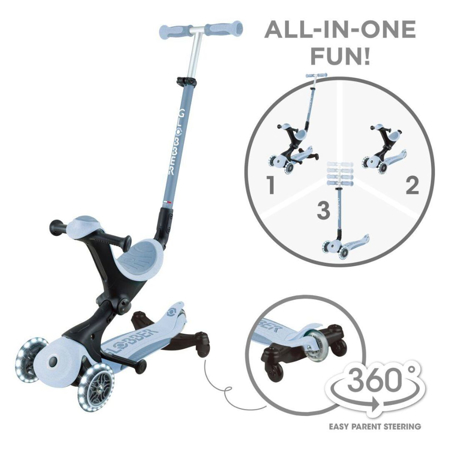 Slika za Globber® Sklopivi dječji skuter GO UP deluxe 360° s svjetlećim kotačima Blueberry