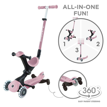Globber® GO UP deluxe 360° Foldable Scooter with Light-Up Wheels Berry