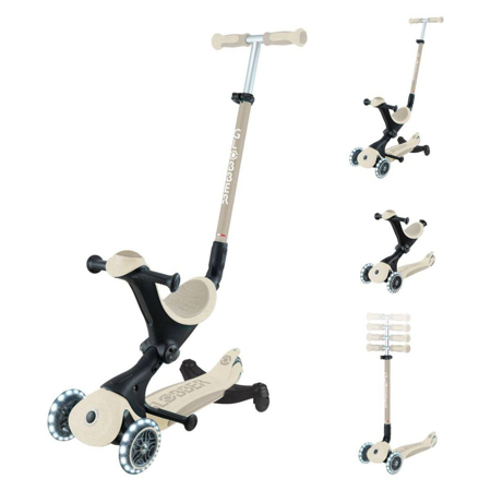 Slika Globber® Zložljivi otroški skiro GO UP deluxe 360° s svetlečimi kolesi Taupe
