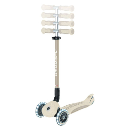 Globber® Zložljivi otroški skiro GO UP deluxe 360° s svetlečimi kolesi Taupe