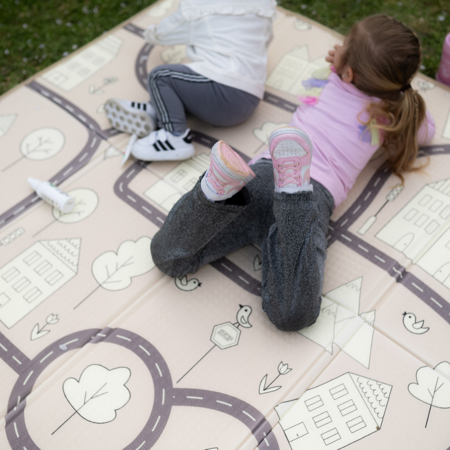 Evibell® Zložljiva igralna podloga 150x190 Dots/City Pink
