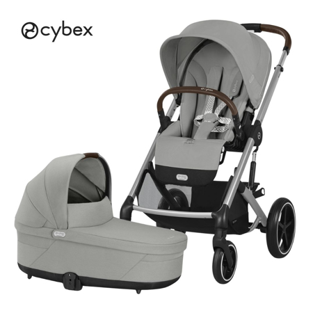 Slika Cybex® Otroški voziček s košaro 2v1 Balios S Lux (0-22 kg) Stone Grey (Silver Frame)