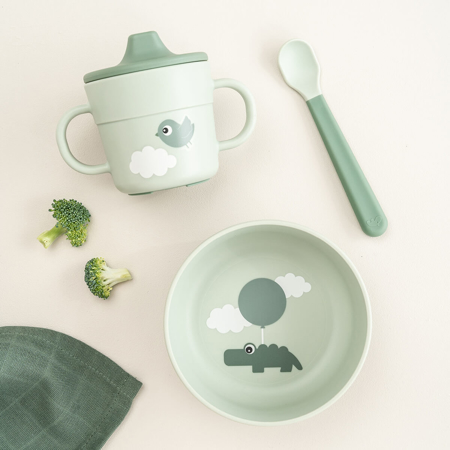Done by Deer® Prvi jedilni set Foodie Happy Clouds Green