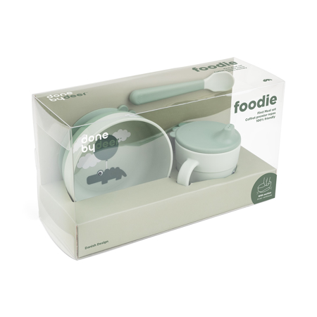 Done by Deer® Prvi jedilni set Foodie Happy Clouds Green