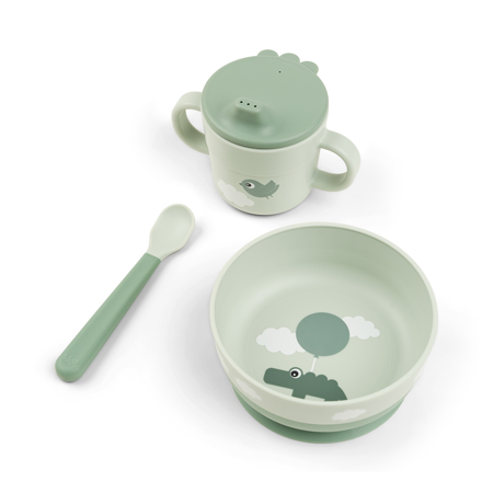 Slika Done by Deer® Prvi jedilni set Foodie Happy Clouds Green