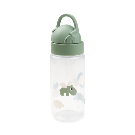 Done by Deer® Steklenička s slamico Happy clouds Green 350 ml