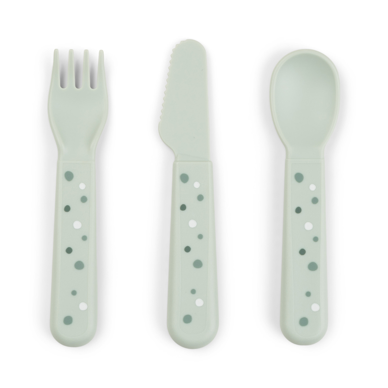 Done by Deer® Jedilni pribor Foodie Happy Dots Green