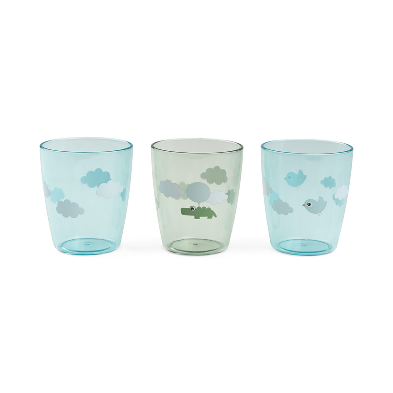 Done by Deer® Set 3 kozarčkov Yummy Happy Clouds Green