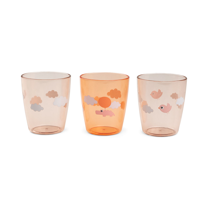 Done by Deer® Set 3 kozarčkov Yummy Happy Clouds Papaya