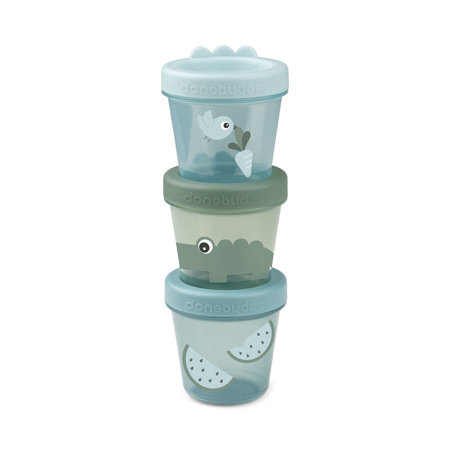 Done by Deer® Set 3 posodic za shranjevanje hrane Croco Green