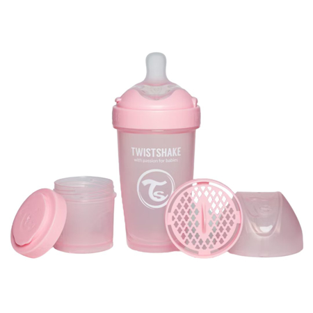 Slika Twistshake® Steklenička PRO Double Anti-Colic 260ml Pastel Pastel Pink