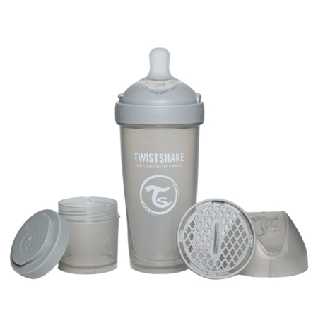 Slika Twistshake® Steklenička PRO Double Anti-Colic 330ml Pastel Grey