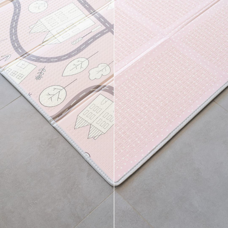 Evibell® Obostrana podloga za igru 150x190 Dots/City Pink