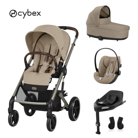 Cybex® Otroški voziček 4v1 Balios S Lux + Avtosedež Cloud G + IsoFix baza G Almond Beige (+ Rain cover)