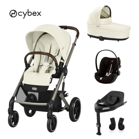 Cybex® Otroški voziček 4v1 Balios S Lux + Avtosedež Cloud G + IsoFix baza G Seashell Beige (+ Rain cover)