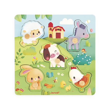 Slika Janod® Lesene puzzle Farm