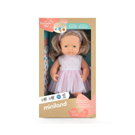 Miniland® Punčka Caucasian Girl 38cm My Friends & Me
