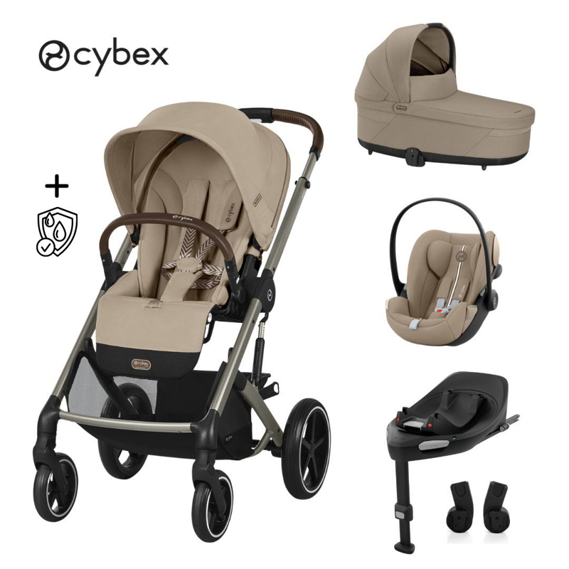 Cybex® Otroški voziček 4v1 Balios S Lux + Avtosedež Cloud G + IsoFix baza G Almond Beige (+ Rain cover)