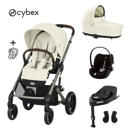Slika za Cybex® Dječja kolica 4u1 Balios S Lux + Autosjedalica Cloud G + IsoFix baza G Seashell Beige (+ Rain cover)