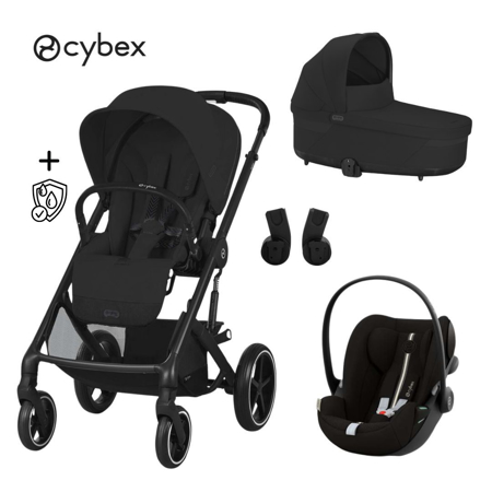 Slika Cybex® Otroški voziček 3v1 Balios S Lux + Avtosedež Cloud G Moon Black (+ Rain cover)