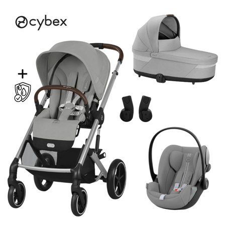 Slika Cybex® Otroški voziček 3v1 Balios S Lux + Avtosedež Cloud G Stone Grey (+ Rain cover)