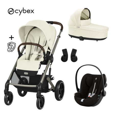 Slika Cybex® Otroški voziček 3v1 Balios S Lux + Avtosedež Cloud G Seashell Beige (+ Rain cover)