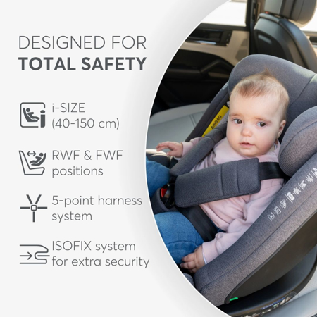 Slika za KikkaBoo® Dječja autosjedalica 360 i-Secure i-SIZE (40-150 cm) Black