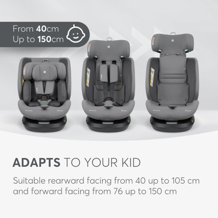 KikkaBoo® Otroški avtosedež 360° i-Hike i-SIZE (40-150 cm) Light Grey 2025