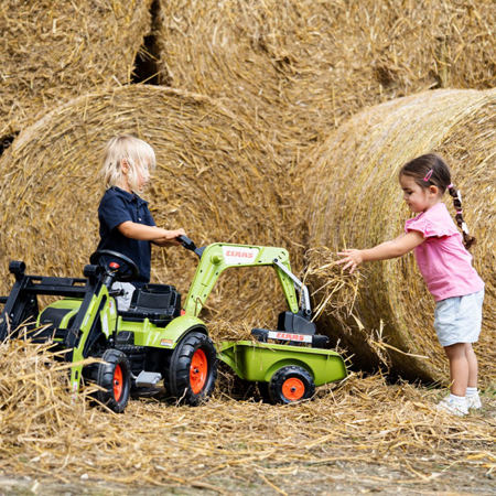Falk® Bager s pedali Claas z nakladalno prikolico in žlico