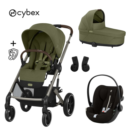 Slika Cybex® Otroški voziček 3v1 Balios S Lux + Avtosedež Cloud G Moss Green (+ Rain cover)